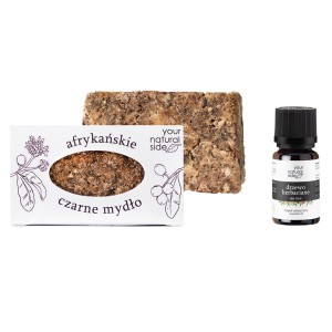 DUET Afrykańskie Czarne Mydło 100 g + Drzewo Herbaciane olejek eteryczny 10 ml